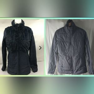 The North Face Women's Dark Blue Chest Cover Faux Fur Reversi Coat Size Small